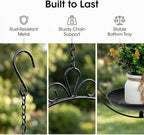 Heavy Duty Metal Hanging Planters for Indoor Plants - Black Plant Hanger with Sturdy Tray & Chains, Modern Boho Wall/Ceiling/Window Mounted Plant Basket (2/S, one Chain Flower Decor)