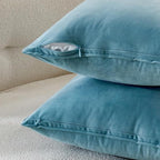 MIULEE Light Blue Velvet Throw Pillow Covers 18x18 Soft Decorative Solid Square Cushion Cases Pack of 2 Modern Luxury Home Decor for Couch, Sofa, Bedroom