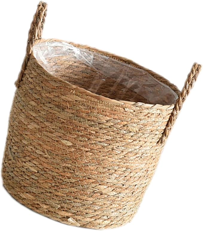 Straw Flower Pots, Plant Baskets Indoor, Basket Planter, Versatile Rattan Grass Woven Flower Planter, Plant Pot for Living Room Balcony Garden Decoration,Indoor & Outdoor