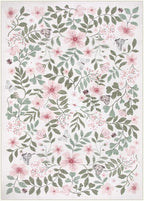 Lahome Reverie Pink Floral Rugs for Girls Bedroom 5x7, Washable Soft Nursery Decor Shabby Chic, Non-Slip Thin Carpet for Kids Room, Baby Girl Nursery, Dorm, Cozy Reading Nook