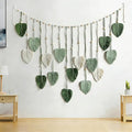 Macrame Wall Hanging, 47x29 inch Large Boho Woven Tapestry Wall Decor Chic Home Wall Art Modern Bohemian Handmade Green Leaf Feather Macrame Tapestry for Bedroom Apartment Living Room Backdrop Decor