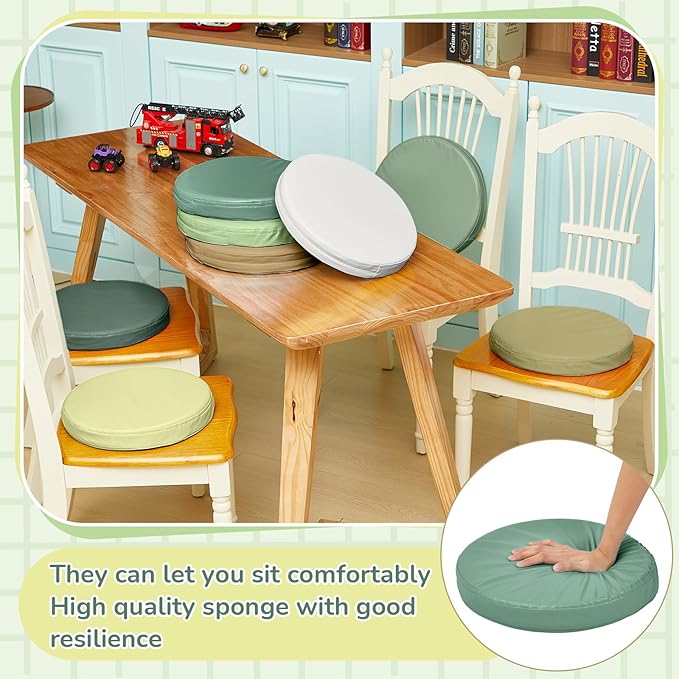 Juexica 8 Pcs Extra Thick Flexible Seating Floor Cushions Assorted Colored Floor Pillow Classroom Seat Cushions Soft Classroom Seating for Kids Learning Daycare School Chair(Matcha Color)