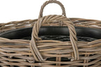 Kouboo Round Rattan Planter Basket with Handles - 11 Gallon Plastic Pot Liner with Drain Holes Included - No Saucer - Indoor and Outdoor Use