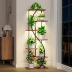 59" Tall Plant Stand with Grow Light Indoor, 7 Tiered Metal Plant Shelf, S-Shaped Flower Display Stand, Corner Storage Shelf for Living Room, Patio, Balcony Decor