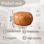 Louis Donné Unstuffed Moroccan Ottoman Pouf Cover, Handmade Faux Leather Pouf Cover with Storage, Boho Chic HomeDecor BeanBag Chair Footstool Rest for Living Seating Floor Cushion ONLYCover(Orange)
