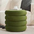 Compact Round Ottoman, Plush Velvet Upholstery Storage Ottoman, Modern Tufted Circle Design with Removable Lid for Lounge, Dorm and Entryway,Olive Green