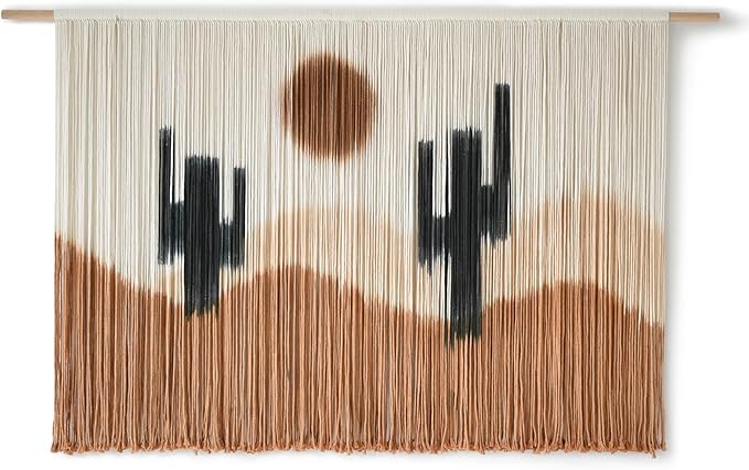 Large Macrame Wall Hanging Macrame Wall Decor 57" W x 35" L Desert Cactus Tie-Dye Large Boho Yarn Wall Decor Scale Wall Art Home Decor