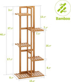 BMOSU Bamboo Plant Stand for Indoor Outdoor Plants Corner Tall Plant Shelf 6 Potted Holder Shelf Plant Rack Holder Display Rack(Natural)