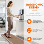 Kitchen Mats, 2PCS Kitchen Rugs for Floor, Cushioned Anti-Fatigue Mats for Kitchen Floor, Non-Slip Standing Desk Mat for Sink, Home, Laundry & Office, 17.3"x30"+17.3"x59" (Khaki)