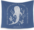 HUGANE Whale Shark Christian Tapestry, Isaiah 43:2 Bible Verse Tapestry Wall Hanging, Religious Bible Scripture Wall Blanket Backdrop Decor for Home Bedroom Living Room, 50x60 Inch,Color-C