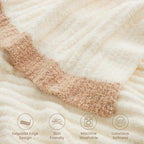 Snuggle Sac Queen Size Blanket for Bed, Soft Luxurious Bedding Blankets, Large Fuzzy Plush Microfiber Blankets, Cream, 90x90 inches