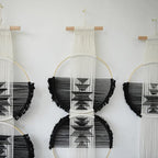Flber Macrame Wall Hanging Combination 3 Pcs Beige and Black Handmade Woven Boho Home Chic Wall Decor Geometric Art Decor Bedroom Nursery Apartment Dorm Decoration Minimalistic Neutral Wall Decor