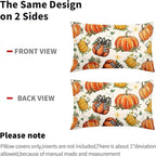 Kawani Fall Lumbar Pillow Covers 12X20 Inch Buffalo Plaid Polka Dot Pumpkins Leaves Decorative Pillow Cases Set of 2 Autumn Harvest Thanksgiving Farmhouse Throw Pillows for Cushion Sofa Couch Outdoor