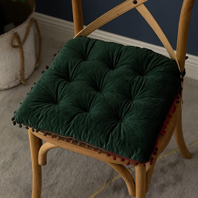 Round Throw Pillow Thickened Seat Cushion Sofa Cushion Meditation Pillow Living Room Window Balcony Decoration Pillow (15.7in, Square Dark Green)