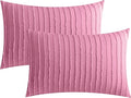 JELLYMONI Pillowcases Standard Size Bright Pink 2 Pack Boho Striped Bed Pillow Covers 20x26in Polyester Envelope Pillow Shams Tufted Bohemian Textured (Pillows are not Included)