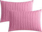 JELLYMONI Pillowcases King Size Bright Pink 2 Pack Boho Striped Bed Pillow Covers 20x36in Polyester Envelope Pillow Shams Tufted Bohemian Textured (Pillows are not Included)