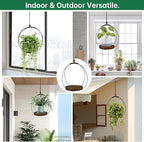 Hanging Planters for Indoor Plants,Plant Hanger with Sturdy Wood Base,Modern Boho Macrame Plant Hanger,Wall Ceiling Window Stands(Plants/Pots Not Included) (1 Pack-Circle)