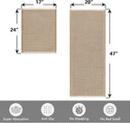 MIULEE Set of 2 Waffle Bathroom Rugs, Boho Bath Rugs Non Slip Washable, Super Absorbent Bath Mats, Ultra Soft Rubber Backed Shower Mats for Bathroom Floor, Tub, Brown & White, 17"x24"+20"x47"