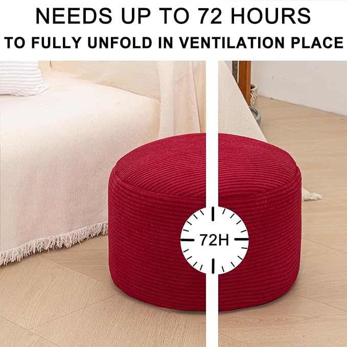 Ottoman Foot Rest Home Decor Bedroom Decor Ideal for Living Room Comfortable Floor Pouf Ottoman Foot Rest for Armchair Bean Bag Floor Cushion Footstool 12x20 Inch Wine Red Pouf with Filler