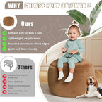Round Stuffed Pouf Ottoman for Foot Rest, A Round Modern Foam Filled Poufs, Floor Chair for Living Room, Nursery, Dorm, A Soft Modern Foot Stool Perfect to Rest Your Feet (Orange, 20Inch)