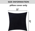 Home Brilliant Set of 2 Throw Pillow Covers Fall Decorative Couch Pillow Covers Striped Velvet Pillowcases for Floor, 55cm, 22 x 22 Inch, Black