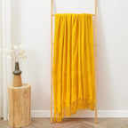 inhand Knitted Fall Throw Blanket for Couch and Bed, Knit Fall Decor Halloween Blanket with Tassel, Mustard Yellow Lightweight Decorative Farmhouse Warm Woven Blankets and Throws for Women, 60"x80"