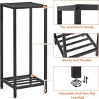 IBUYKE 30 Inch Tall Plant Stand Indoor, 2 Tier Metal Corner Plant Stand, Modern Square Plant Shelf Flower Stand for Living Room Patio Balcony Garden, Black TMJ070B