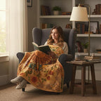 Leeisysme Orange Sun and Moon Fleece Throw Blanket, 70s Vintage Boho Sunflowers Constellation Cozy Decor Nap Blankets for Sofa Bed Couch Chair or Dorm Throws 50×60 inches