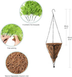 Artificial Faux Hanging Plants Basket for Spring Outdoor Decoration, Fake Seaweed Plant UV Resistant Look Real for Outside Porch Home Patio Balcony Yard(Green)