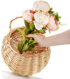 Elsjoy Hanging Wicker Woven Basket for Plants, Decorative Wall Hanging Rattan Basket Flower Planter Baskets for Home, Garden (𝐏𝐥𝐚𝐧𝐭 𝐍𝐨𝐭 𝐈𝐧𝐜𝐥𝐮𝐝𝐞𝐝)