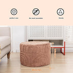 Asuprui Plush Fabric Ottoman Footrest – 20"x14" Soft Foam Pouf with Removable Cover Perfect for Living Room, Bedroom & Dorm(Light Coffee)