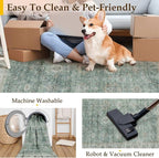 2x3 Washable Area Rug for Entryway Teal Blue Vintage Non-Slip Low Pile Distressed Rustic Carpet Door Mat Soft Small Throw Rug for Indoor Entrance Bathroom
