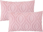 decorUhome Cozy Textured Throw Pillow Covers 12x20 Inch Set of 2, Soft Plush Faux Wool Light Pink Accent Couch Pillow Covers for Modern Farmhouse Sofa Bed Living Room