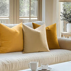 MIULEE 24x24 Inch Euro Sham Velvet Pillow Covers, Set of 2 Large Square Spring Decorative Pillows -Mustard Yellow Super Soft for King Bed, Sofa, Couch, Accent Chairs with Hidden Zipper