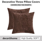 decorUhome Chenille Reddish Brown Spring Euro Sham Throw Pillow Covers 26x26 Inch Set of 2, Decorative Soft Couch Pillow Covers Solid Dyed Accent Farmhouse Neutral Square Pillow Cases for Sofa