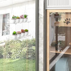 2-Tier Clear Hanging Window Plant Shelves 16inch,Indoor Windows Wall Hanging Plant Stand Flower Display,Flower Pot Organizer Storage for Window Grow Herbs,Microgreens,Succulents,Flower