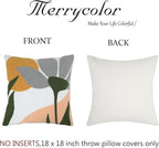 Merrycolor Boho Decorative Throw Pillow Covers Abstract Tufted Mid Century Modern Throw Pillows Leaf Sun Aesthetic Textured Pillow Cover Green Throw Pillows Cover for Bed Couch,Flower 18x18 Inch