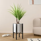 Adjustable Plant Stand Indoor Outdoor, Metal Plant Stand 9 to 15 Inches, Mid Century Modern Floor Flower Pots Stand, Plant Holder for Home Garden Decor Load Bearing 160 LB Black