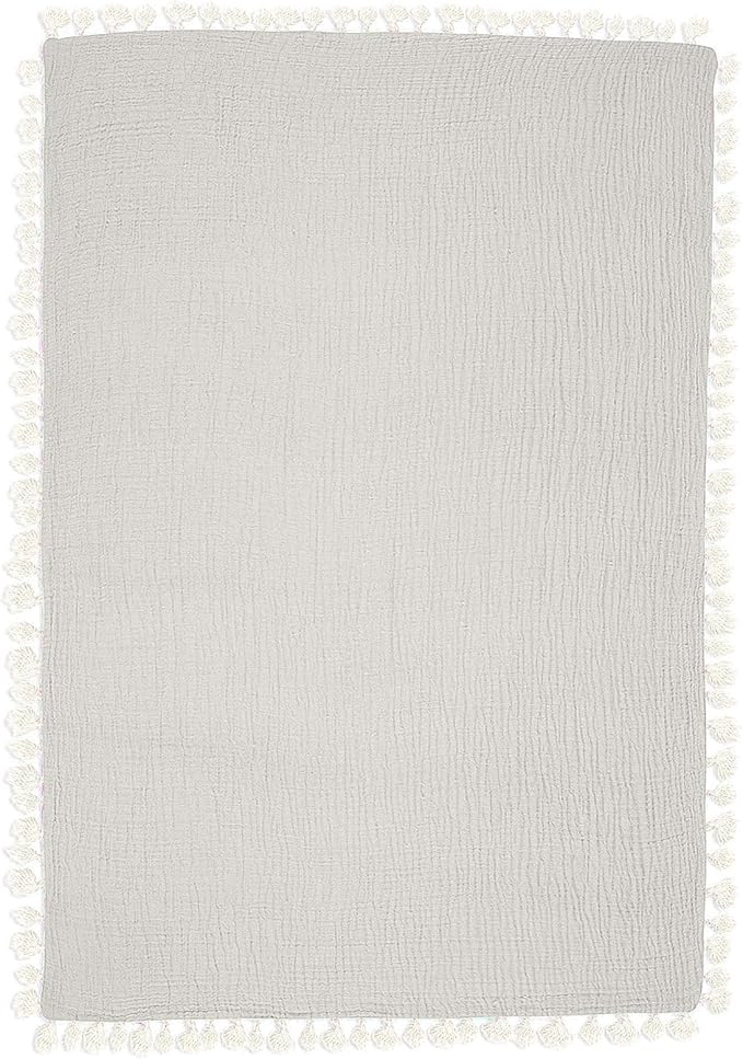Crane Baby Muslin Swaddle Blanket, Soft Cotton Lightweight Nursery and Stroller Blanket for Baby Boys & Girls, Moonstone, 30" x 40"