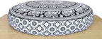 ICC Large Hippie Mandala Round Floor Pillow Cover Ottoman Pouf Cover Daybed Oversized Cotton Cushion Cover with Heavy Duty Zipper Seating Ottoman Poufs Dog-Pets Bed Black & White Flower 35" Round