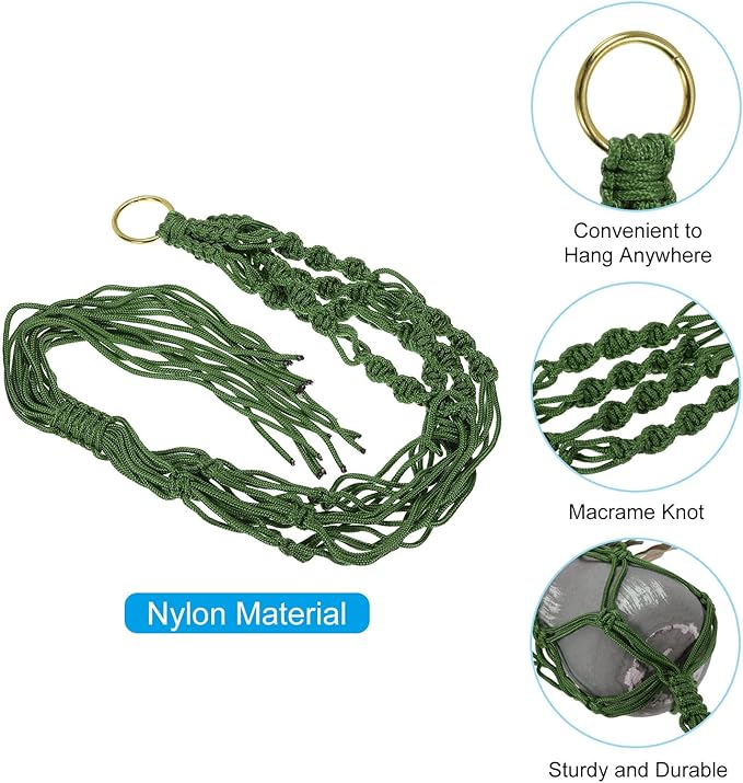 PATIKIL Macrame Hanging Planter, 2 Pack 39 Inch Handmade Hanging Plant Holders Flower Pot Hanger Flower Pot Hanger for Indoor Outdoor Decor, Dark Green