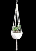 Rope Macrame Plant Hanger Hanging Planter 4 Legs 59 Inch for 12-13 inch Plant Pot, Without Pot and Plant (Cream-Cotton)