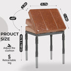 Adjustable Ottoman Pouf, 4 Height Position & 60 Degree Tilt Angle Synthetic Leather Ottomans Foot Stools Stool Pouffe FootStool Under Desk for Living Room Home Office(Brown Synthetic Leather)