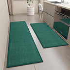 Kitchen Mat Set of 2 PCS, Christmas Cushioned Non Slip Rugs for Kitchen Floor, Absorbent Runner Comfort Standing Mats Washable for Kitchen, Office, Home (Green, 17.3"x47"+17.3"x71")