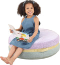 Macaron Bean Bag Chair for Kids and Teens, Comfy Sherpa Pouf Ottoman for Kids and Adult, 27.5"×27.5"×13.5", Purple and Green