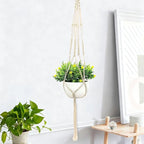 Macrame Plant Hanger, Hanging Planter Basket with Decorative Tassels, Decorative Flower Pot Holder for Indoor Outdoor Boho Home Decor, Set of 2 (Metal Hanging Ring)