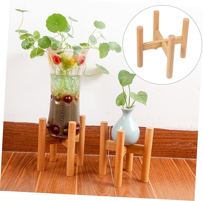 BESPORTBLE 2pcs Wide-use Plant Stand Holder Rustic Design Solid Wood Flower Pot Rack for Boho Office Garden Decor