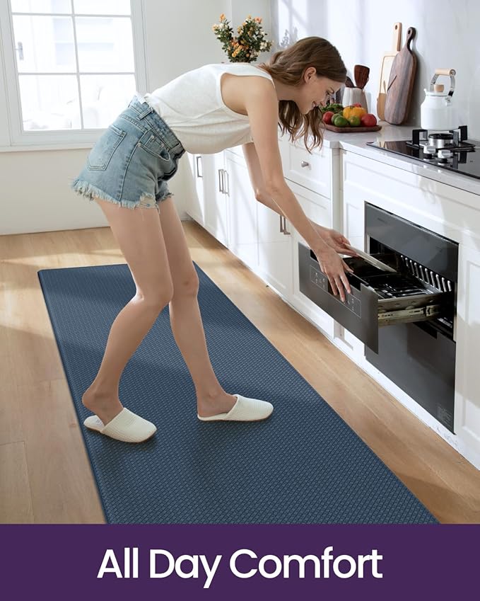 DEXI Kitchen Floor Mats Cushioned Anti Fatigue, 23x94, Large Long Standing Runner Rug Waterproof, Comfort Memory Foam Padded for Front Sink Laundry, Navy