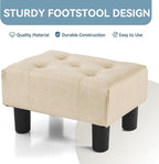 Poofzy Small Foot Stool Ottoman, Linen Ottoman Foot Rest with Legs, Rectangle Foot Rest for Couch, Footstools and Ottomans Small for Living Room and Entryway (Beige)
