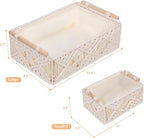 ANMINY 3PCS Macrame Storage Baskets for Organizing Boho Decor Baskets Storage Bins with Wood Handles Handmade Decorative Storage Boxes with Removable Liner Toilet Tank Bathroom Self Basket Organizer